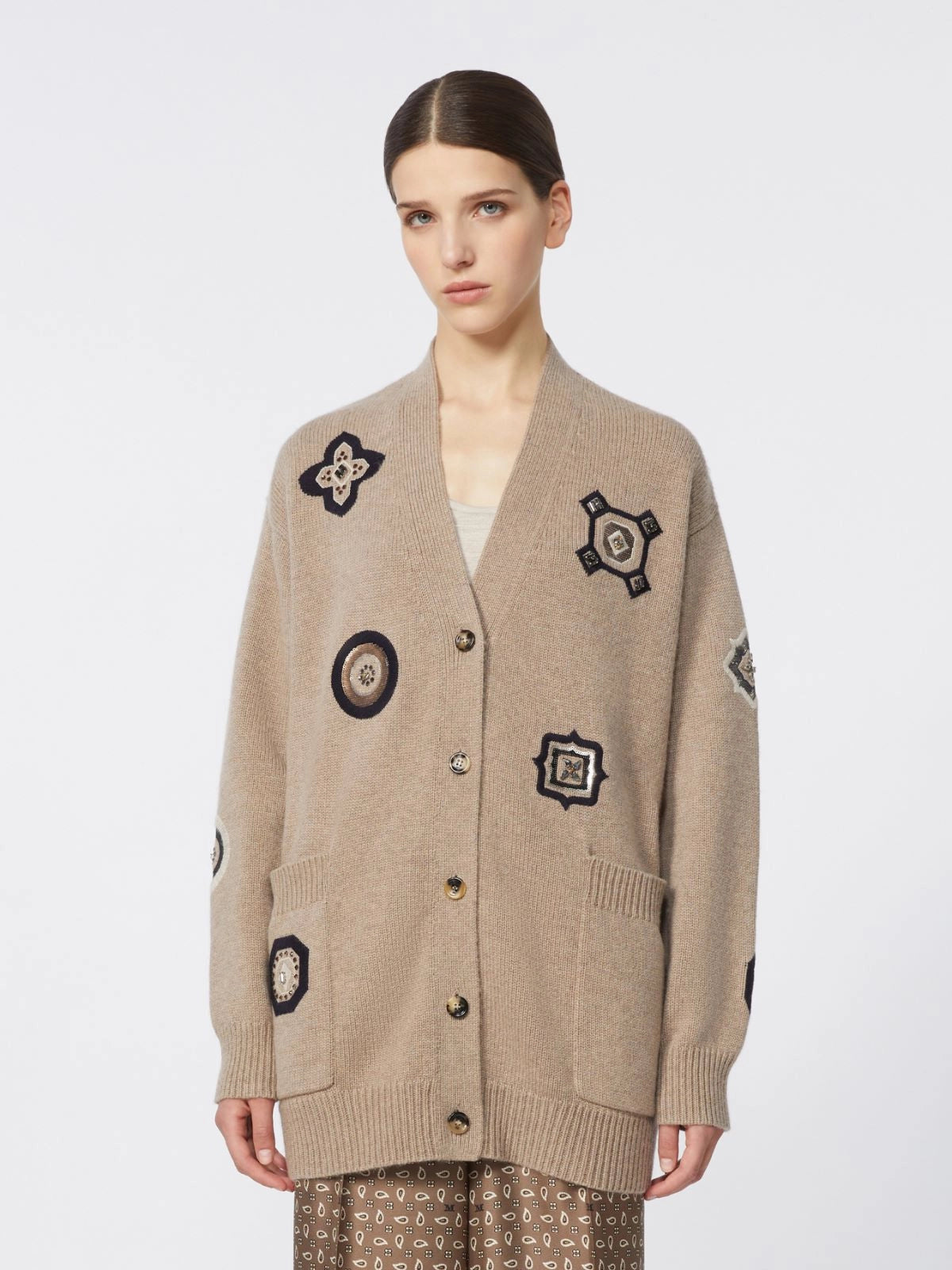 Langer Cardigan aus Wolle und Kaschmir