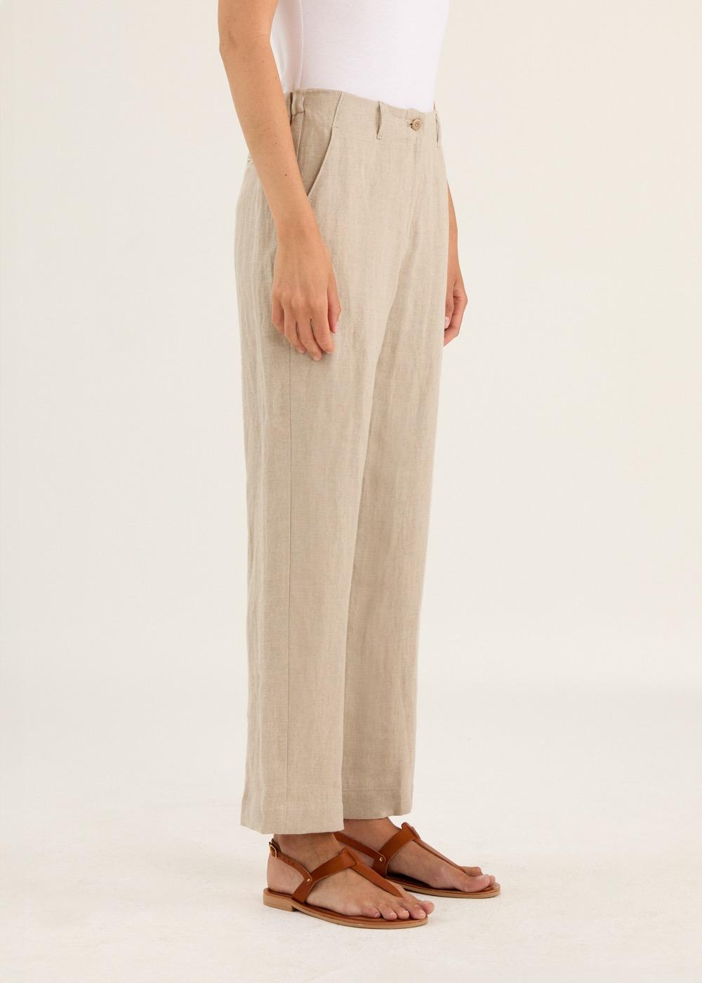 TROUSERS WITH SEMI-ELASTIC WAISTBAND AND FRONT ZIP