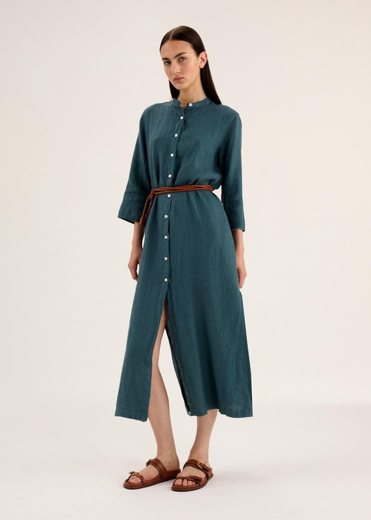 STUECKGEFAERBTER KAFTAN MIT KNOPFLEISTE VORNE