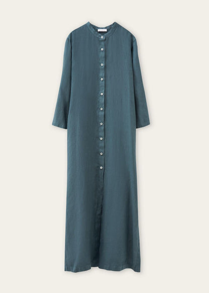 Piece-dyed kaftan with button front