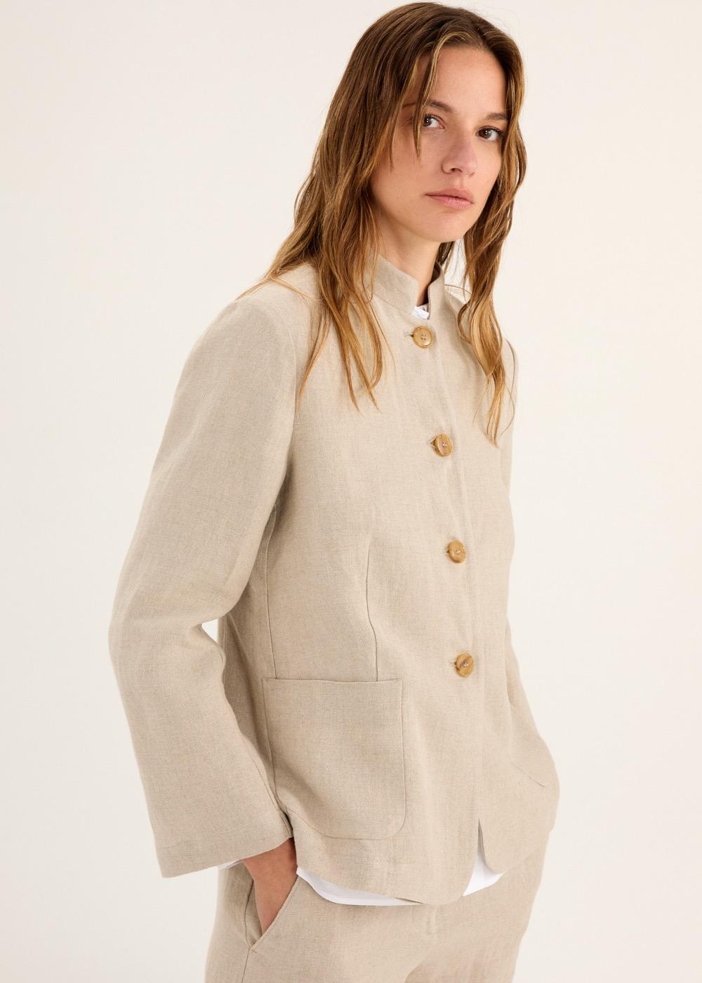 SINGLE-BREASTED STAND-UP COLLAR JACKET